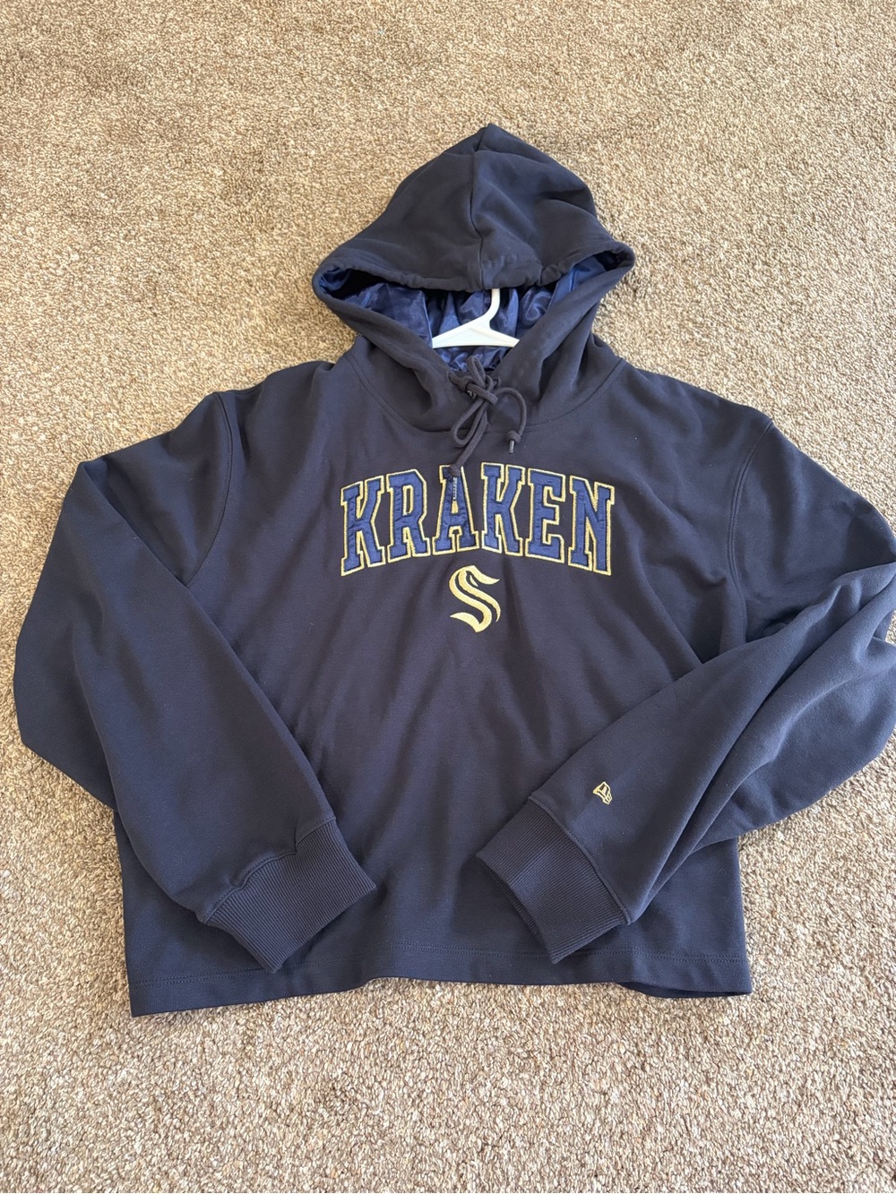 NHL Navy Kraken Pullover Hoodie with Yellow Accent